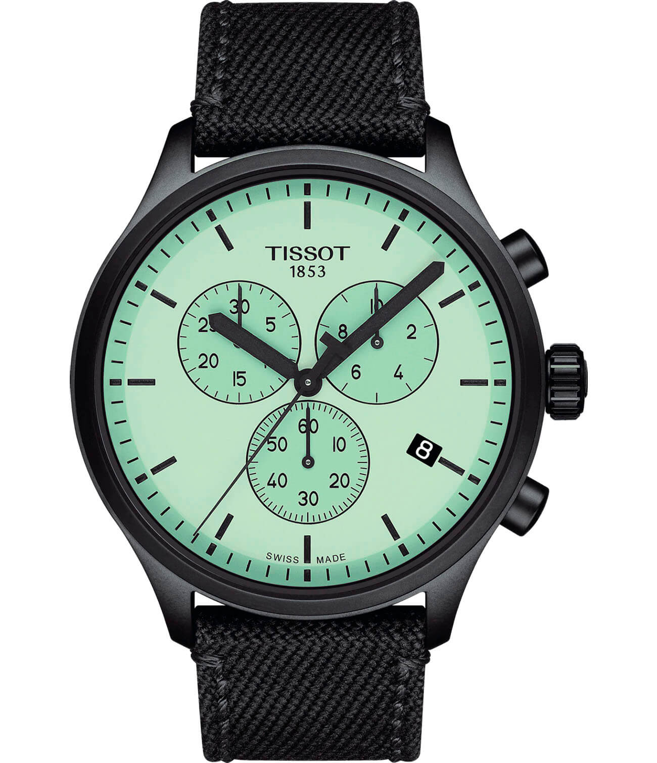 Tissot Tissot Chrono XL T116.617.37.091.00 Chrono XL T1166173709100 кварцевые мужские часы зеленый циферблат, браслет тканевый — вид спереди