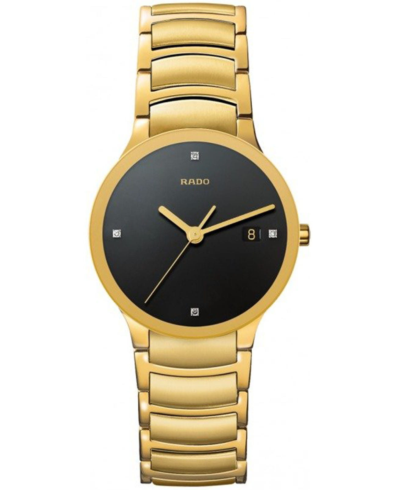 Rado Rado Centrix Automatic Diamonds R30527713 Automatic R30527713 механические мужские часы черный циферблат, браслет сталь c pvd покрытием — вид спереди