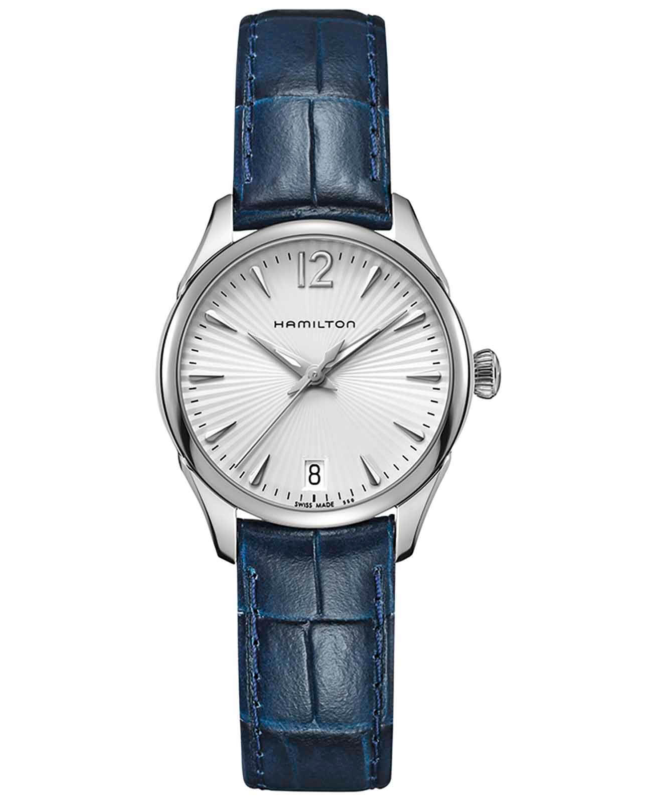 Hamilton Hamilton Jazzmaster Lady Quartz H42211655  H42211655 кварцевые женские часы серебристый циферблат, браслет кожаный — вид спереди