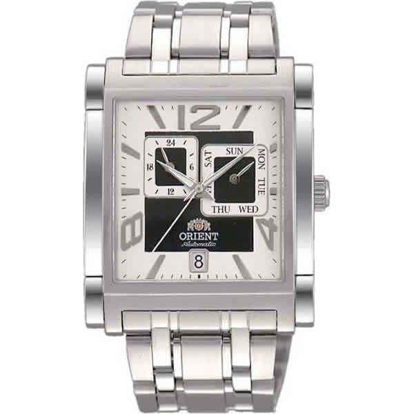 Orient Orient ETAC003W (FETAC003W)  FETAC003W механические мужские часы белый циферблат, браслет  — вид спереди