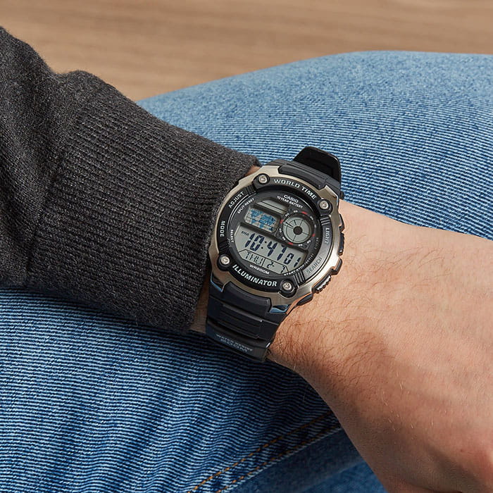 Оригинальные часы Casio Casio Collection AE-2100W-1A кварцевые калибр механизма  общий вид