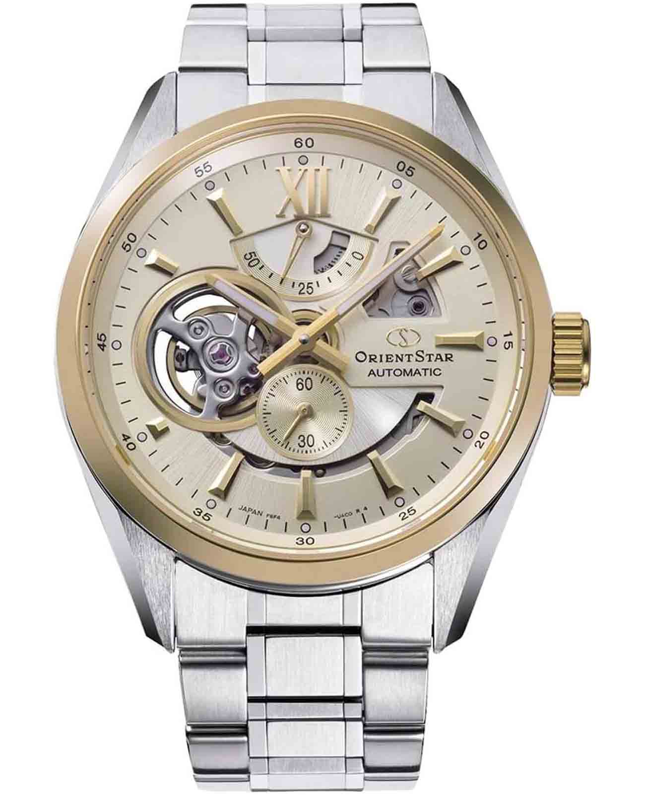Orient Orient Star RE-AV0124G (RK-AV0124G)  RE-AV0124G механические мужские часы серебристый циферблат, браслет нержавеющая сталь — вид спереди