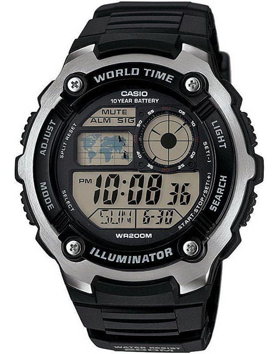 Casio Casio Collection AE-2100W-1A  AE-2100W-1A кварцевые мужские часы серый циферблат, браслет пластик — вид спереди