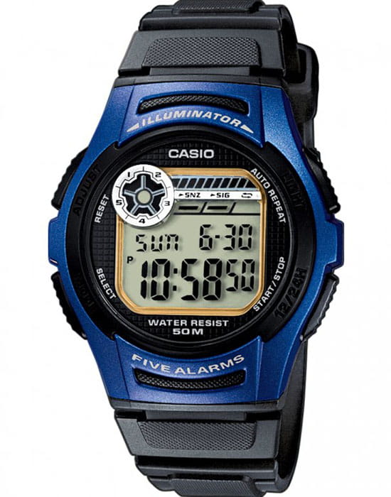 Casio Casio Collection W-213-2A  W-213-2A кварцевые мужские часы серый циферблат, браслет пластик — вид спереди