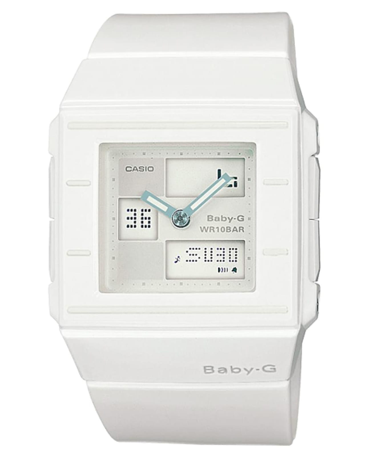 Casio Casio Baby-G BGA-200-7EDR  BGA-200-7EDR кварцевые женские часы белый циферблат, браслет пластик — вид спереди