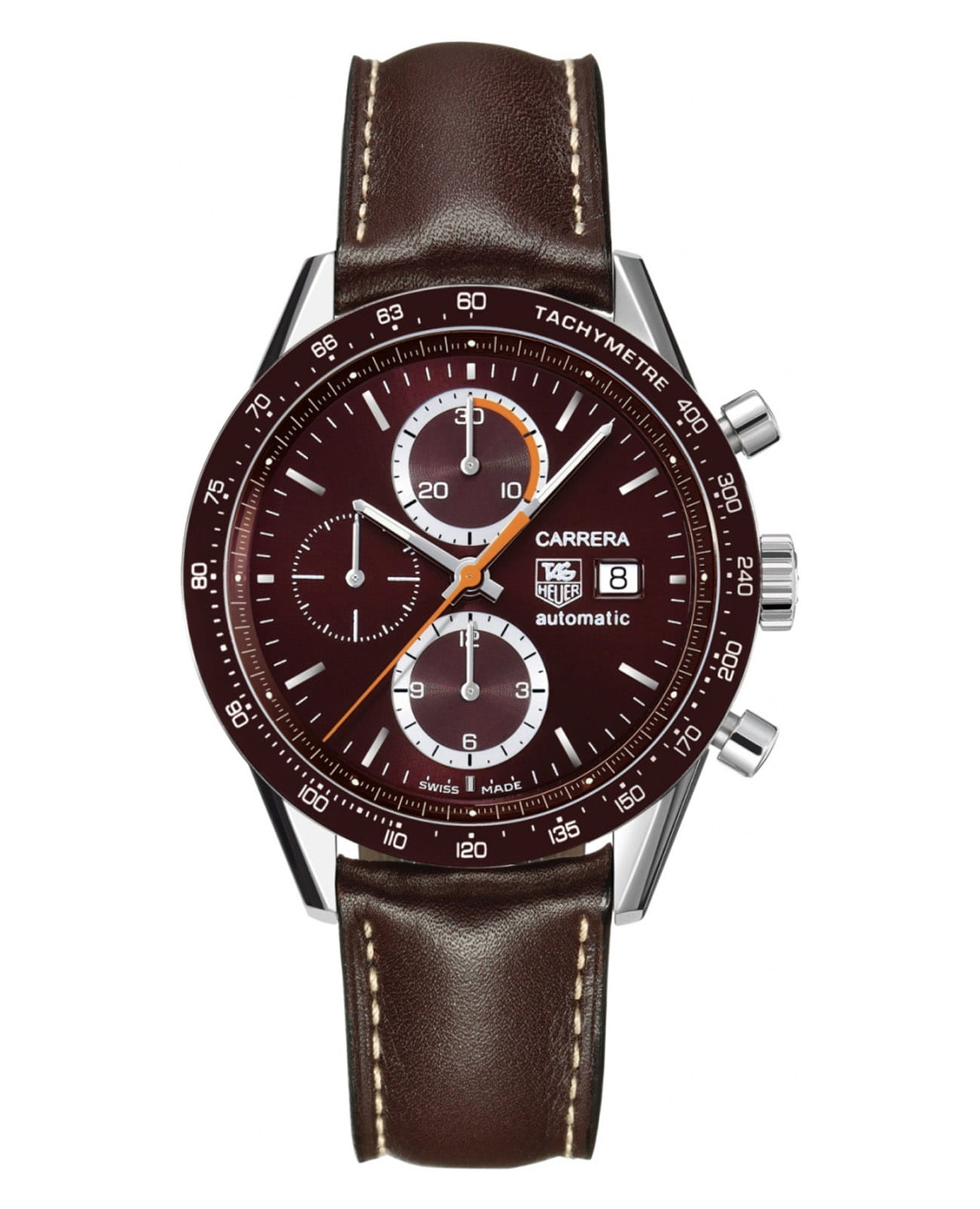 TAG Heuer TAG Heuer Carrera CV2013.FC6234  CV2013.FC6234 механические мужские часы коричневый циферблат, браслет кожаный — вид спереди