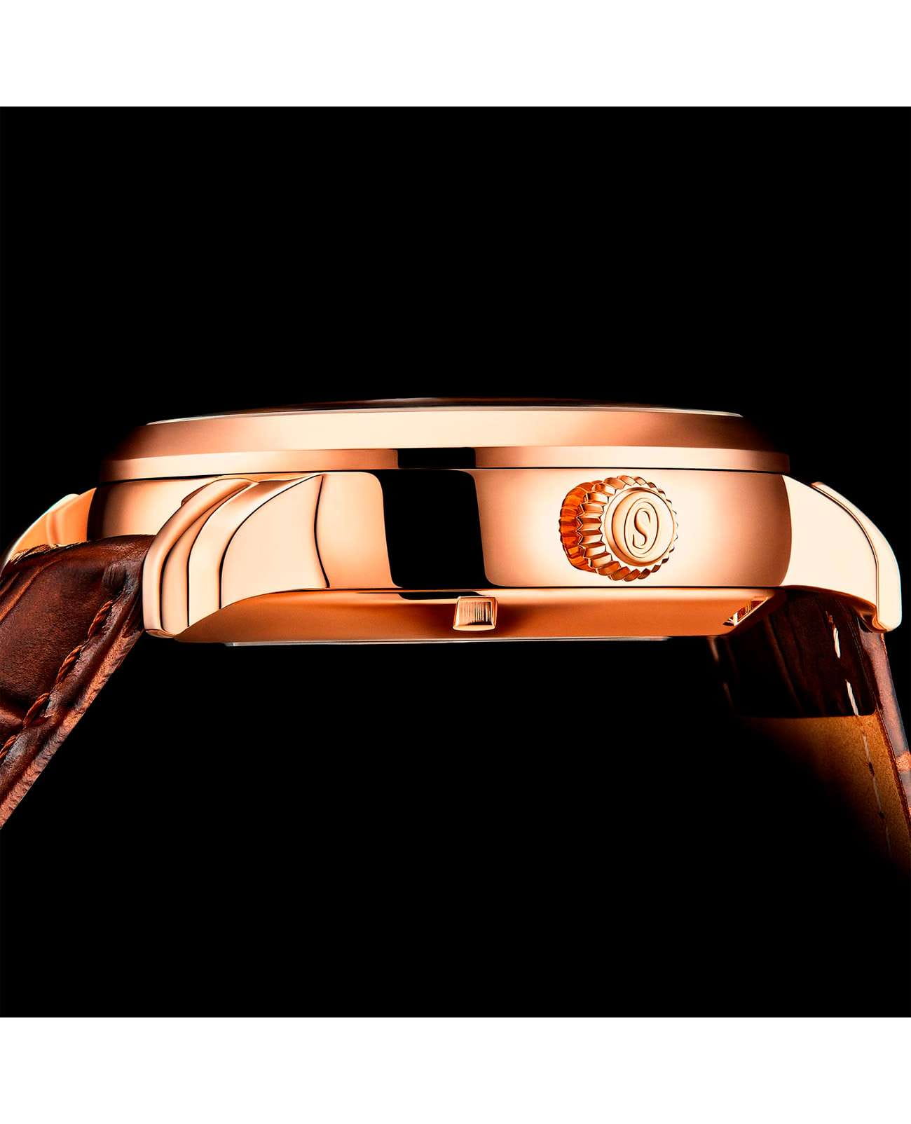 Stuhrling Stuhrling Celestial Timekeeper 1017.04,  сша мужские часы на браслете кожаный боковой вид