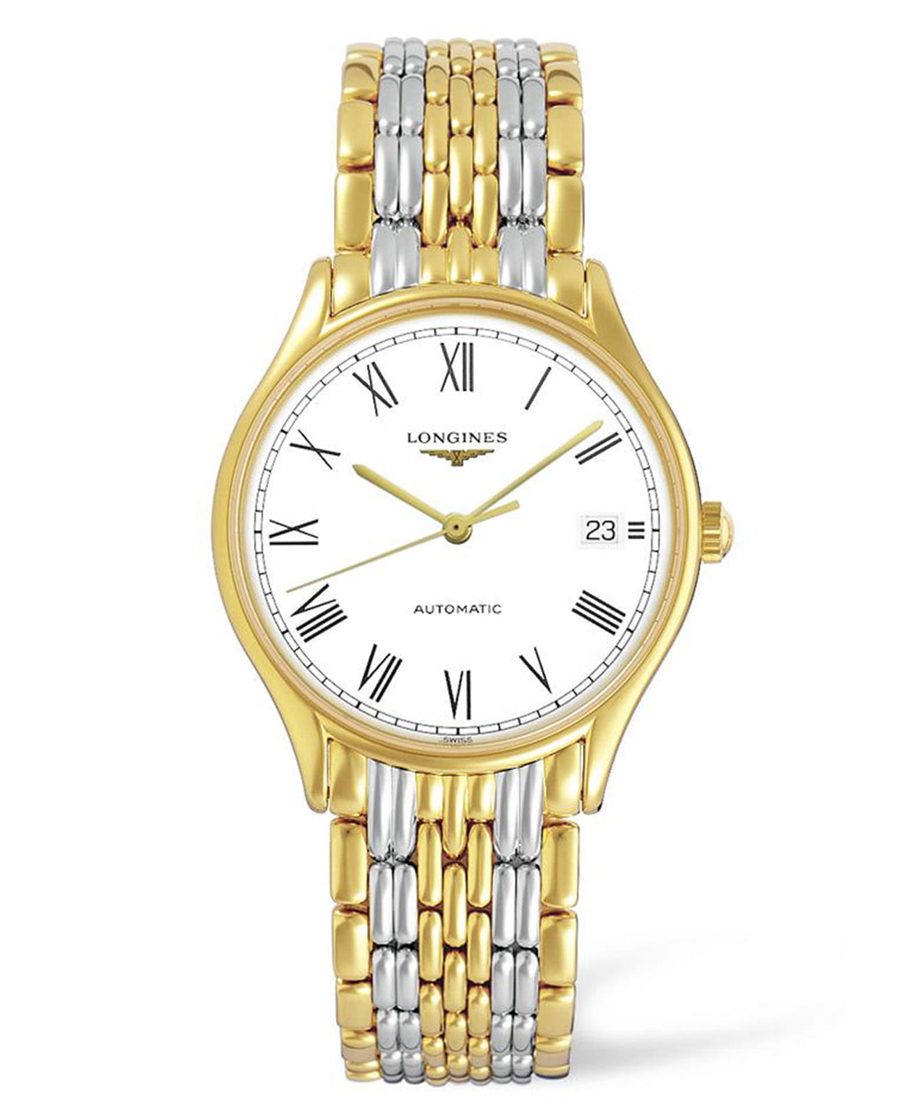 Longines Longines Lyre L4.860.2.11.7  L48602117 механические мужские часы белый циферблат, браслет нержавеющая сталь с pvd-покрытием — вид спереди