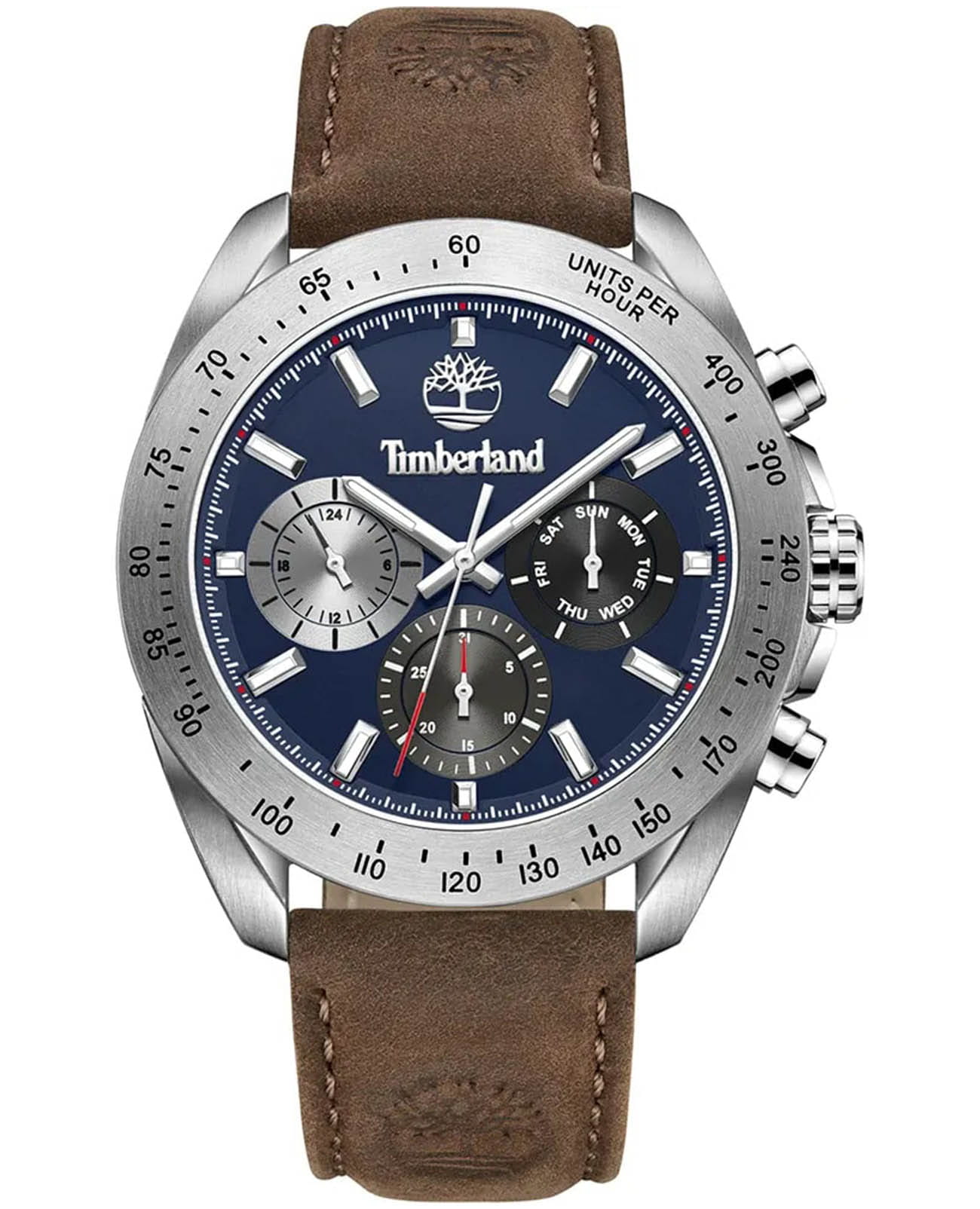 Timberland Timberland Carrigan TDWGF0009801  TDWGF0009801 кварцевые мужские часы синий циферблат, браслет кожаный — вид спереди