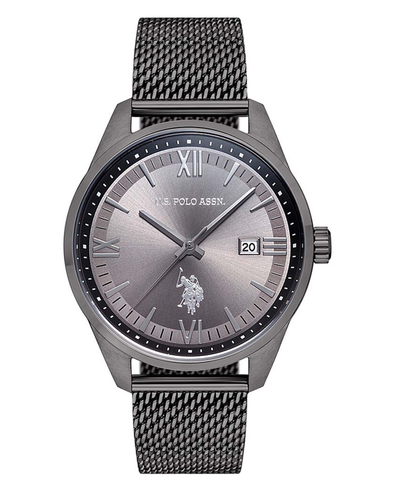 U.S. Polo Assn. U.S. Polo Assn. Fundamental USPA1001-03  USPA1001-03 кварцевые мужские часы серый циферблат, браслет нержавеющая сталь — вид спереди
