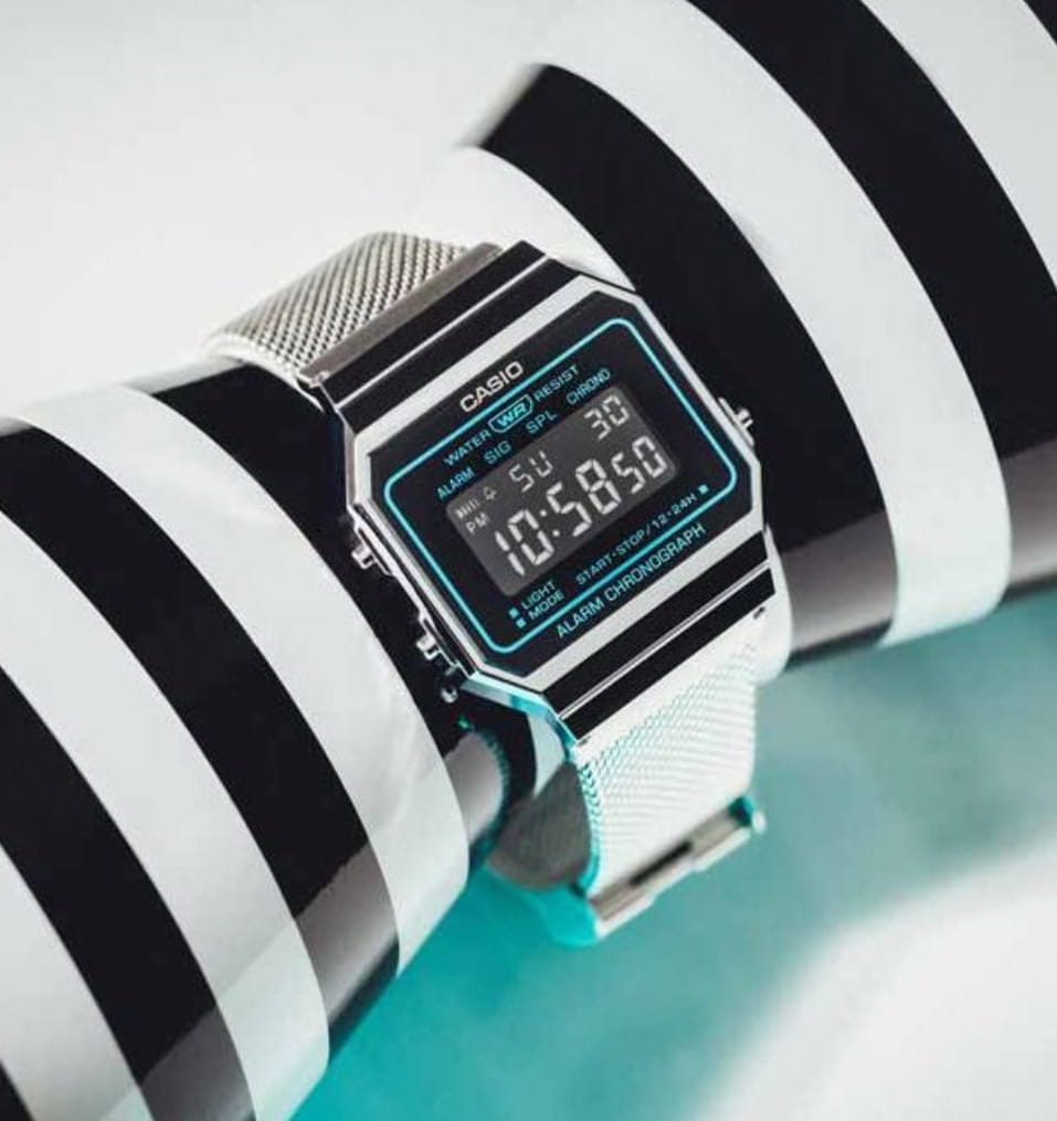 Casio Casio Vintage A700WEMS-1BEF, vintage япония мужские часы на браслете нержавеющая сталь боковой вид