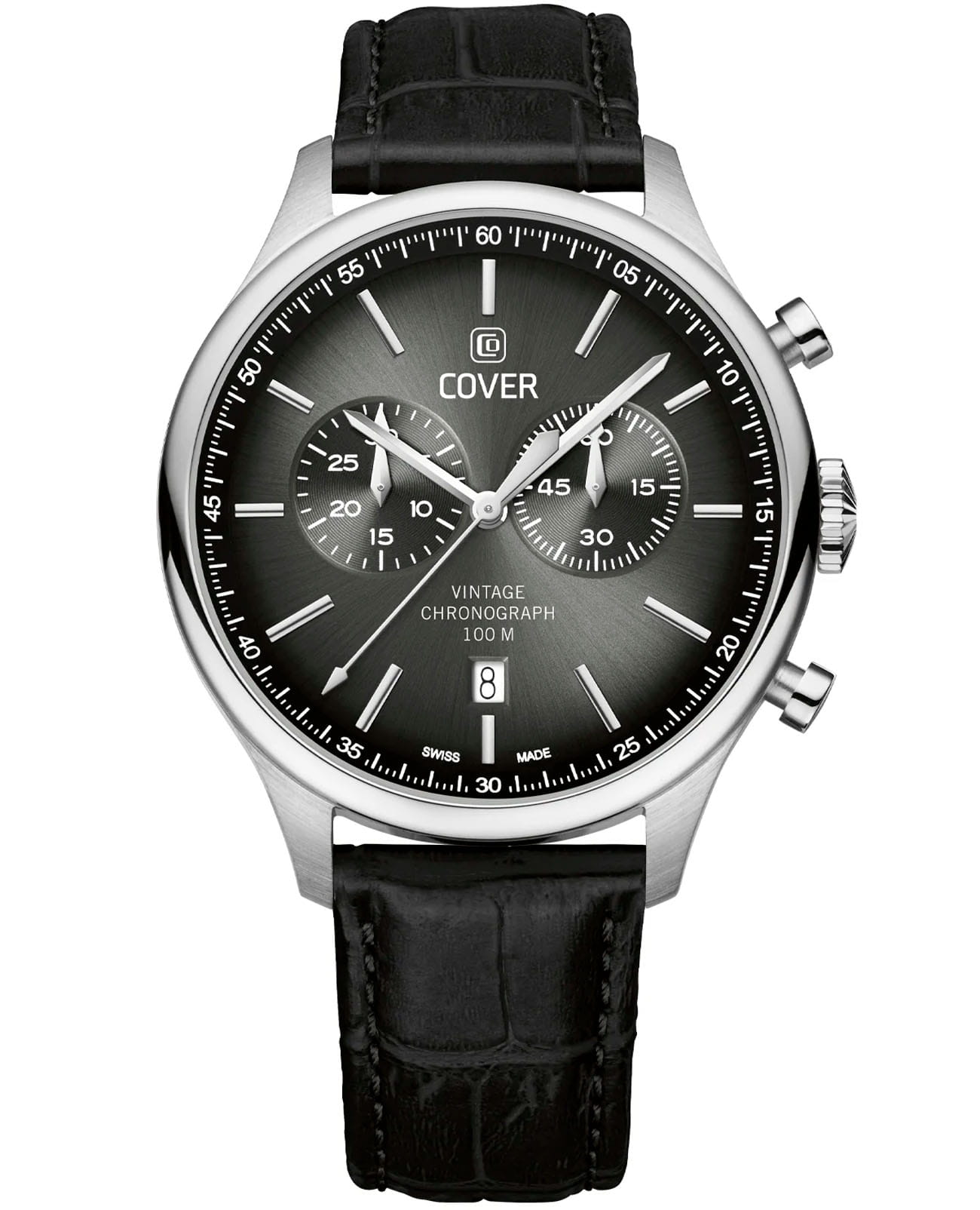 Cover Cover Chapman CO192.03  CO192.03 кварцевые мужские часы черный циферблат, браслет кожаный — вид спереди