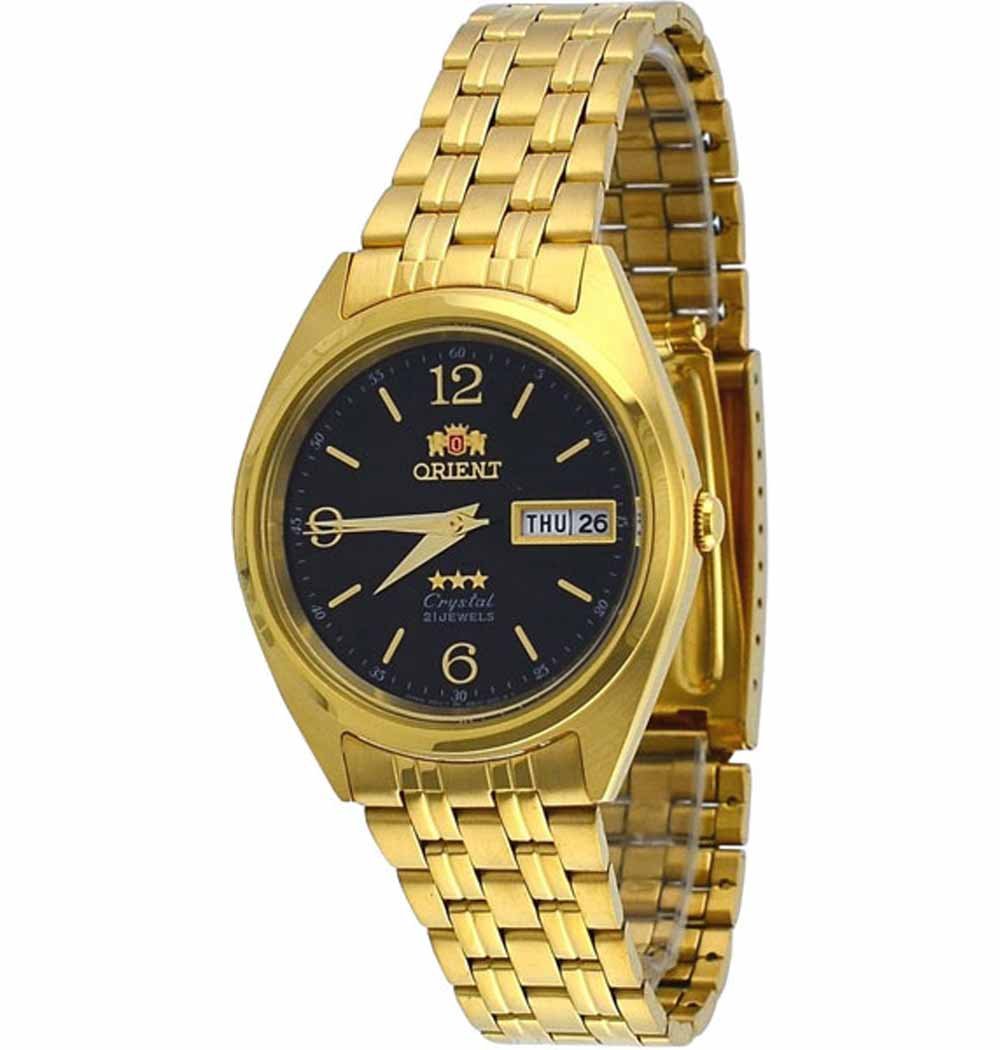 Orient Orient AB0000CB (FAB0000CB)  FAB0000CB механические мужские часы черный циферблат, браслет  — вид спереди