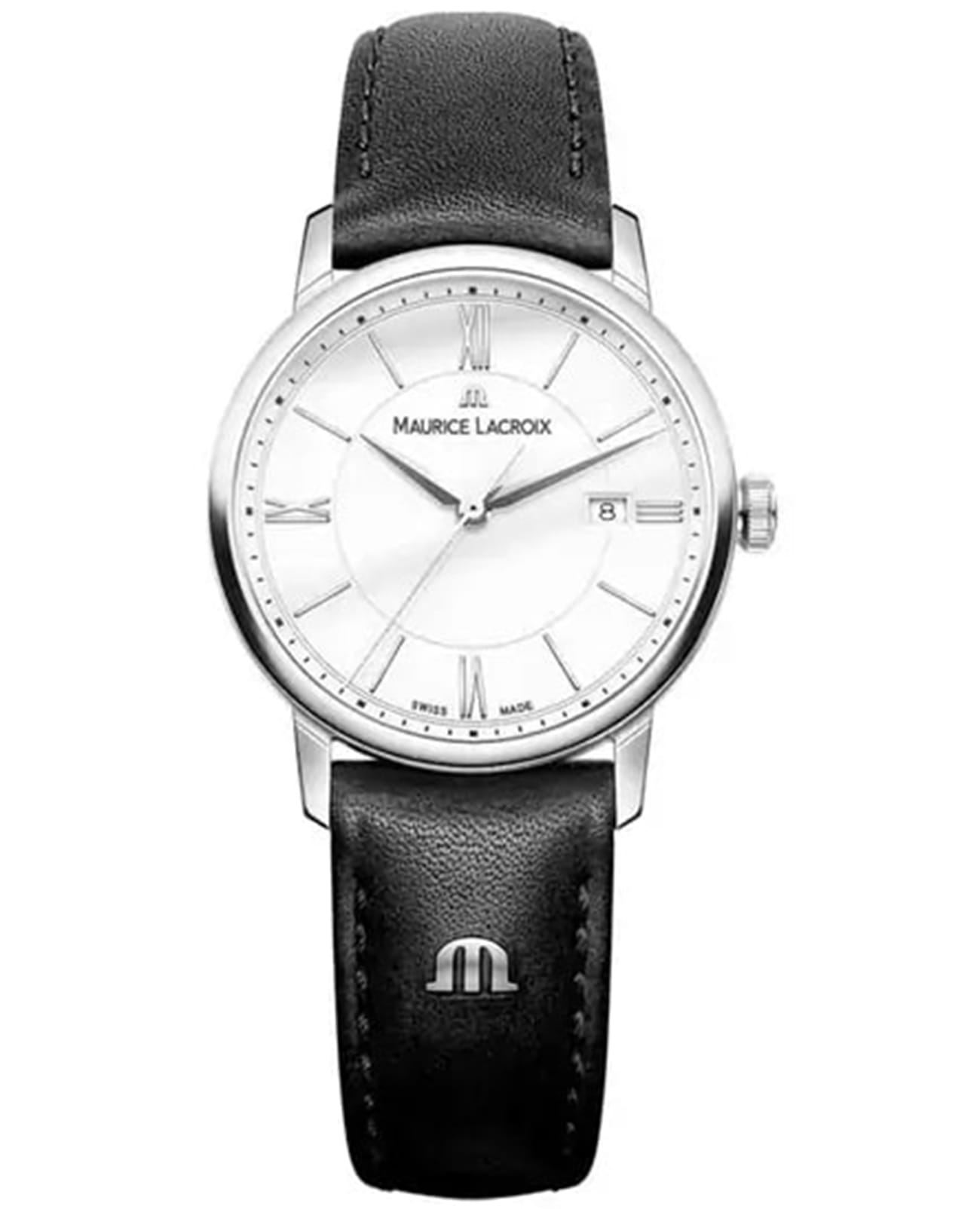 Maurice Lacroix Maurice Lacroix Eliros Date Ladies EL1094-SS001-112-1  EL1094-SS001-112-1 кварцевые женские часы белый циферблат, браслет кожаный — вид спереди