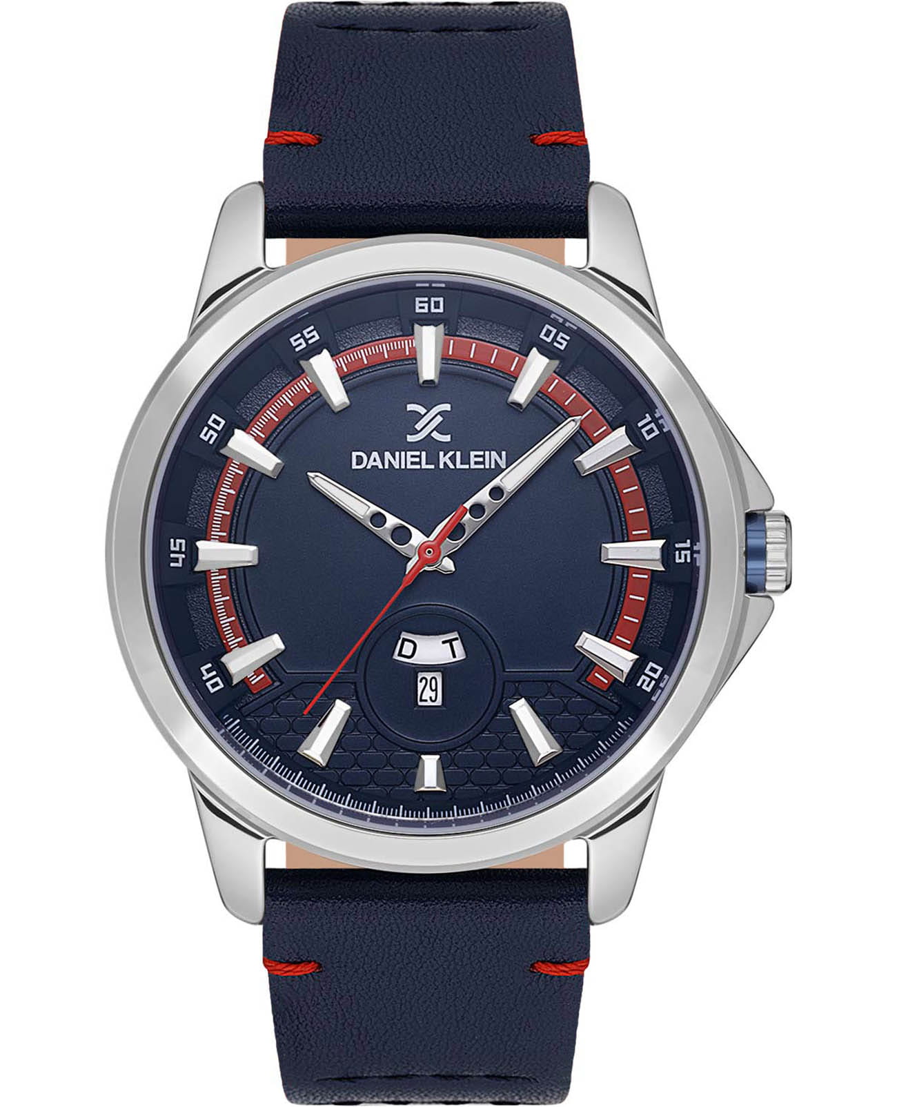 Daniel Klein Daniel Klein Premium DK.1.13737-4  DK.1.13737-4 кварцевые мужские часы синий циферблат, браслет кожаный — вид спереди