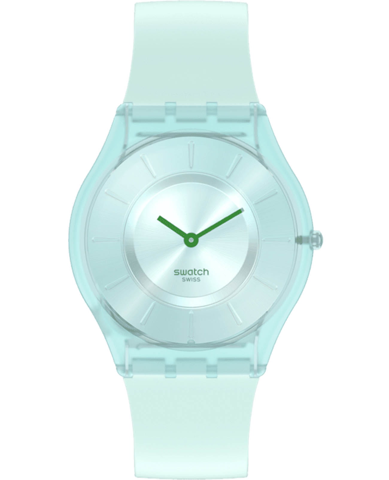 Swatch Swatch Skin Classic Biosourced SS08G100-S14  SS08G100-S14 кварцевые женские часы голубой циферблат, браслет силикон — вид спереди