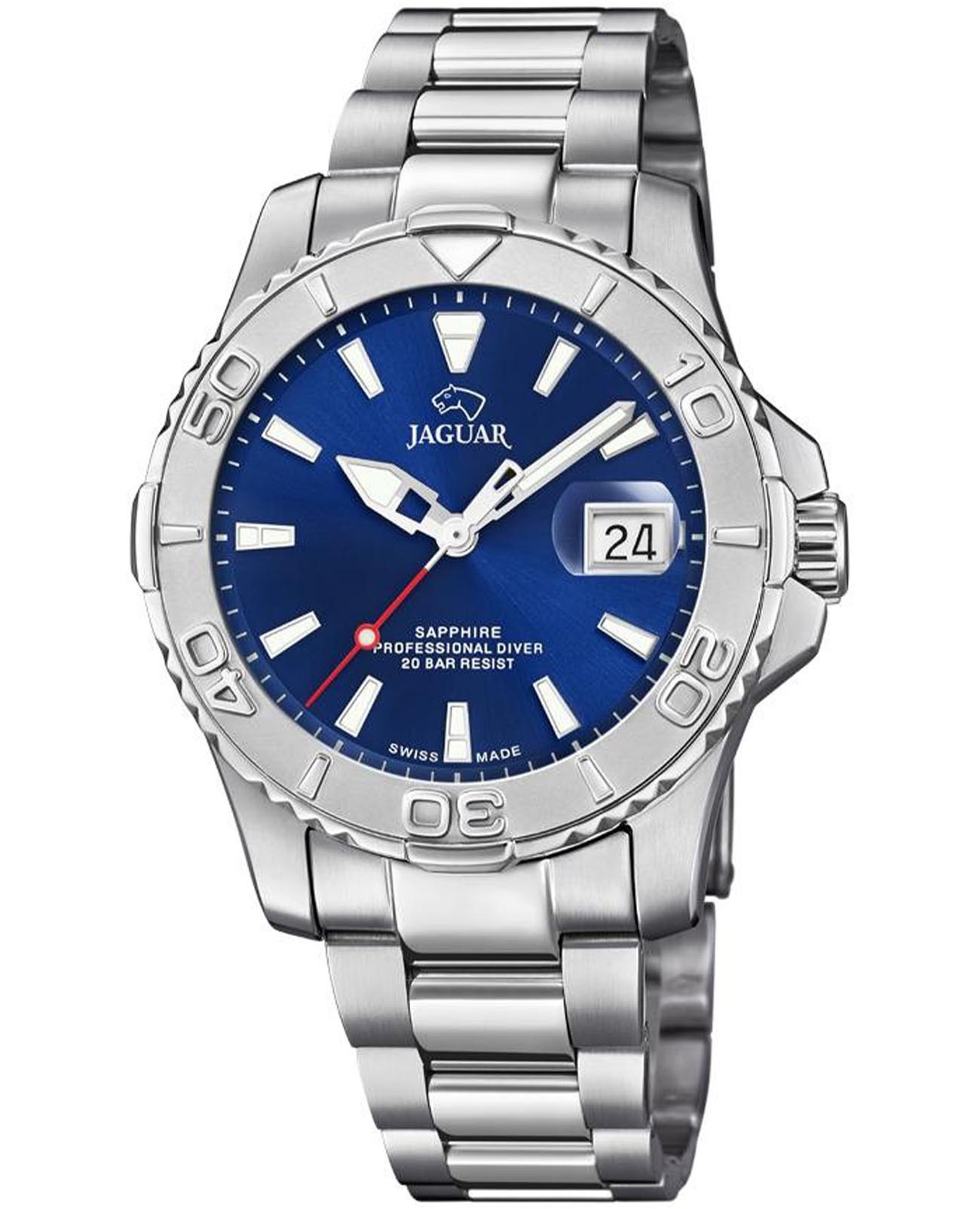 Jaguar Jaguar Couple Diver J969/2  J969/2 кварцевые мужские часы синий циферблат, браслет нержавеющая сталь — вид спереди