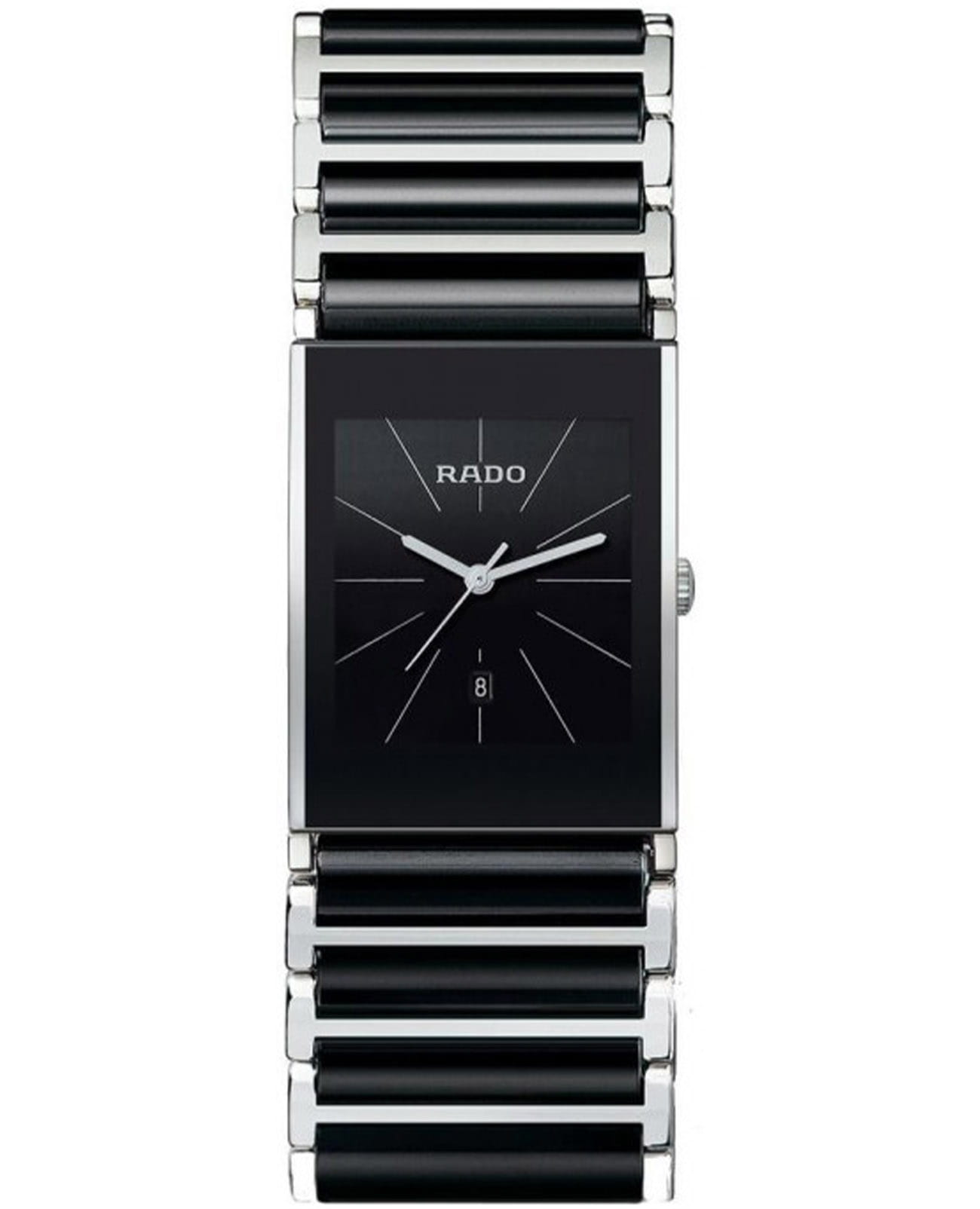 Rado Rado Integral R20784152  R20784152 кварцевые женские часы черный циферблат, браслет сталь + керамические вставки — вид спереди