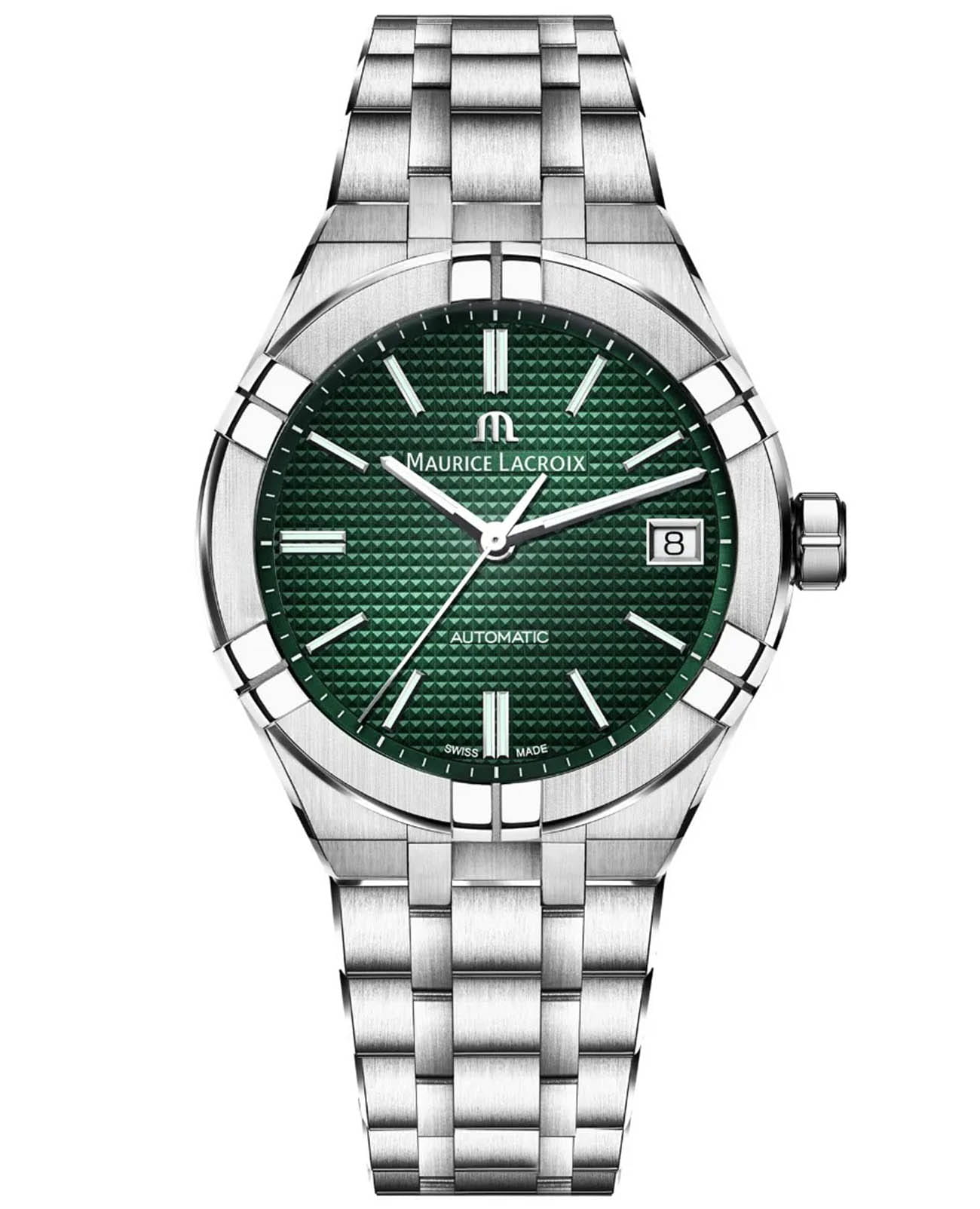 Maurice Lacroix Maurice Lacroix Aikon Automatic AI6007-SS002-630-1  AI6007-SS002-630-1 механические мужские часы зеленый циферблат, браслет нержавеющая сталь — вид спереди