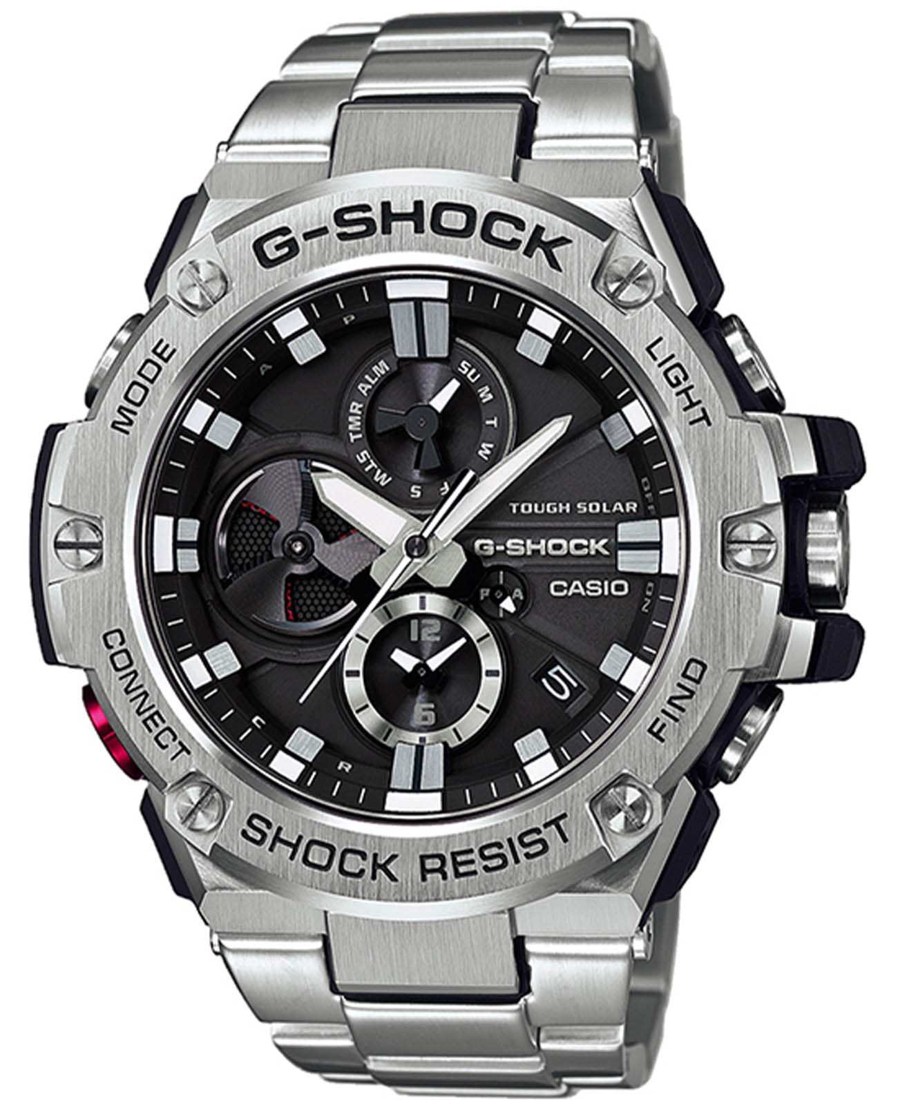 Casio Casio G-Shock GST-B100D-1ADR (GST-B100D-1A)  GST-B100D-1A электронные мужские часы черный циферблат, браслет нержавеющая сталь — вид спереди
