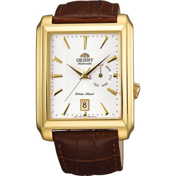 Orient Orient ESAE009W (FESAE009W)  FESAE009W механические мужские часы белый циферблат, браслет кожа + текстиль — вид спереди