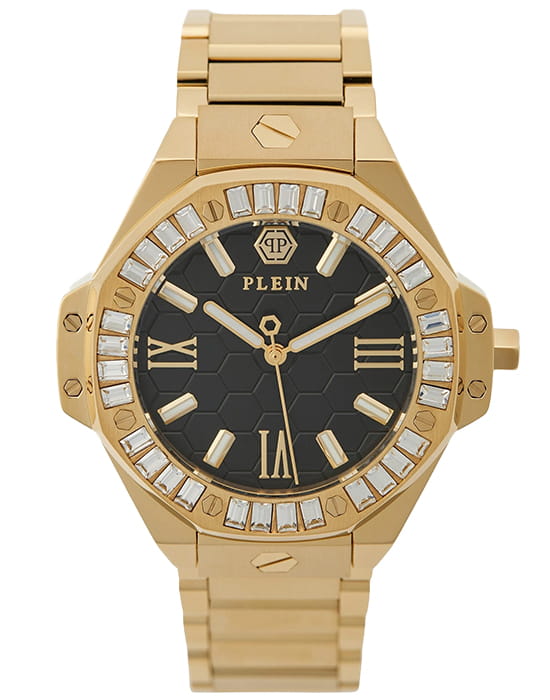 Philipp Plein Philipp Plein Lady Royal PWBDA0824  PWBDA0824 кварцевые женские часы черный циферблат, браслет нержавеющая сталь с pvd-покрытием — вид спереди