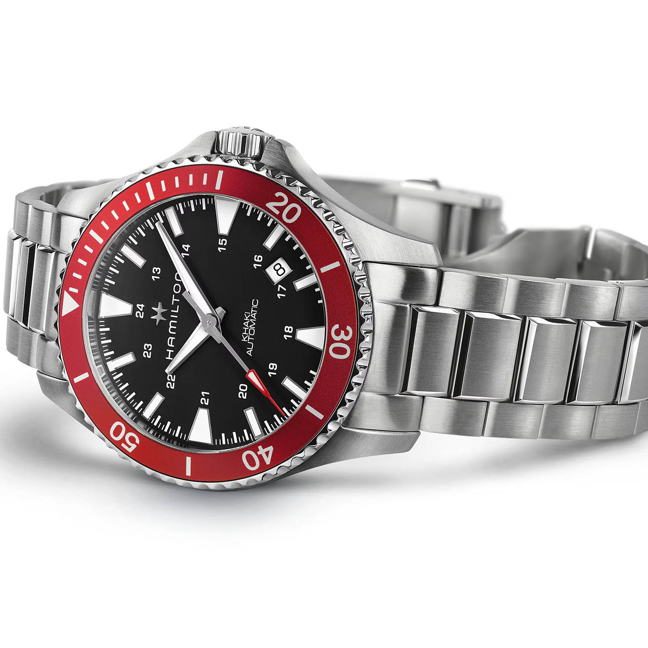 Hamilton Hamilton Khaki Navy Scuba Auto H82405130 механические мужские часы часы крупный план черный циферблата