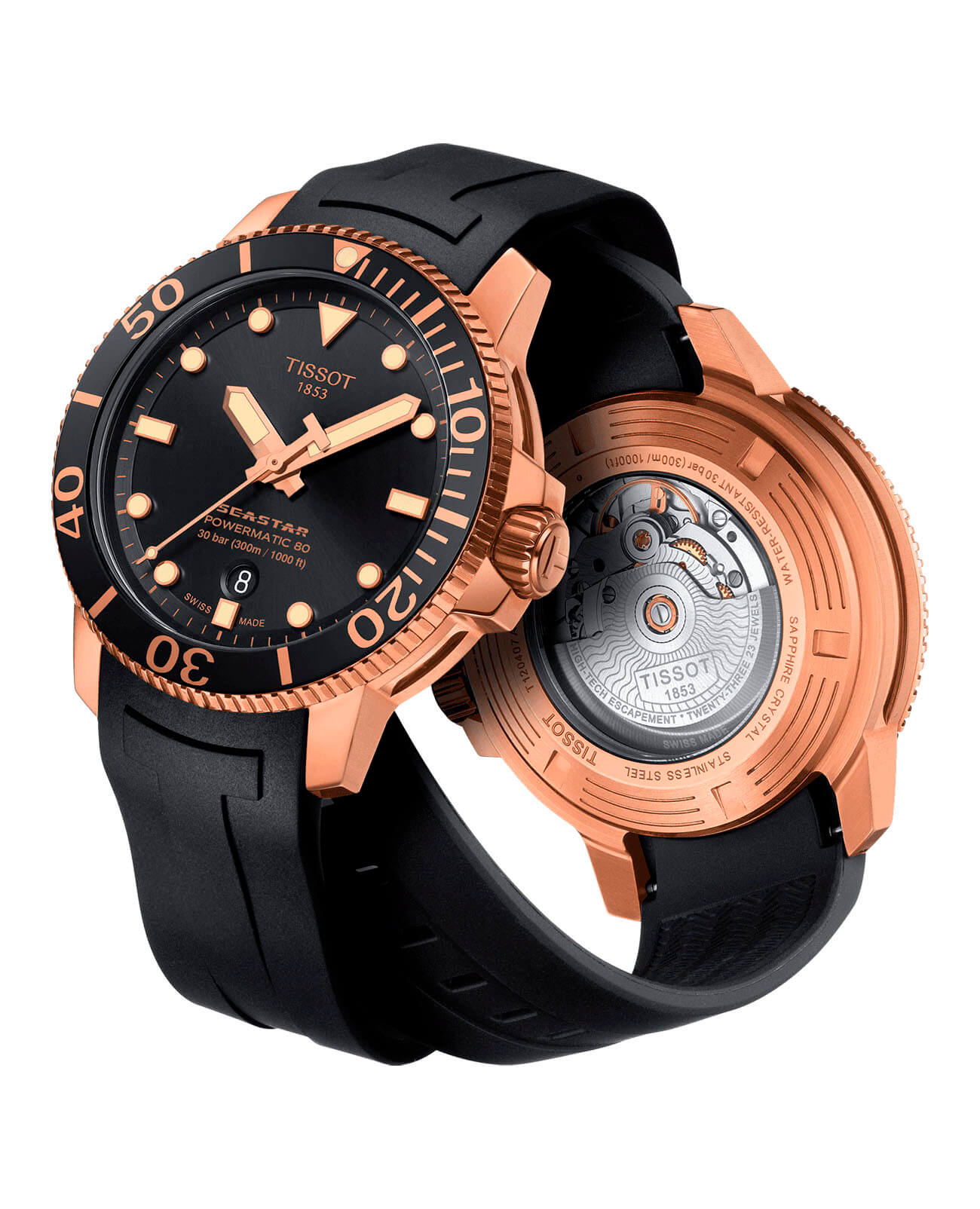 Tissot Tissot Seastar 1000 Powermatic 80 T120.407.37.051.01 механические мужские часы часы крупный план черный циферблата