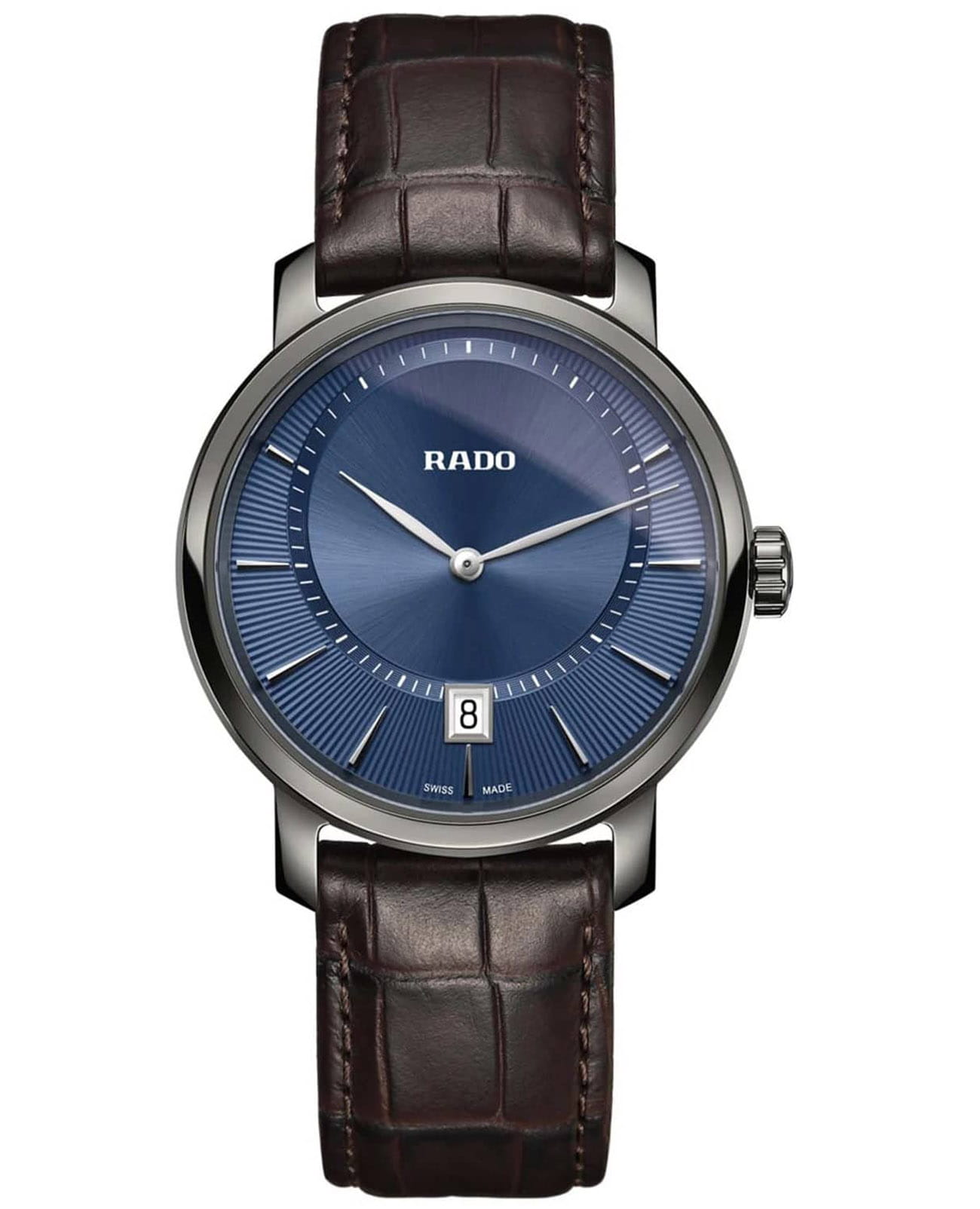 Rado Rado Diamaster Сollection Automatic R14135206  R14135206 кварцевые мужские часы синий циферблат, браслет кожаный — вид спереди