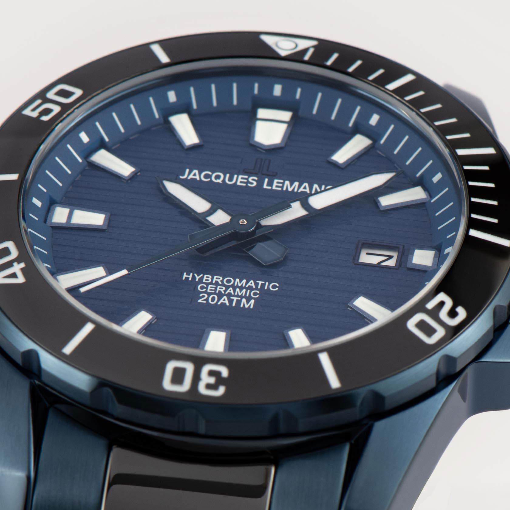 Jacques Lemans Jacques Lemans Hybromatic 1-2222B, hybromatic австрия мужские часы на браслете сталь + pvd + керамика боковой вид