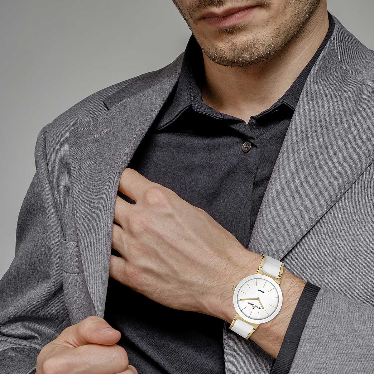 Jacques Lemans Jacques Lemans High Tech Ceramic 42-8F мужские часы белый циферблат на запястье