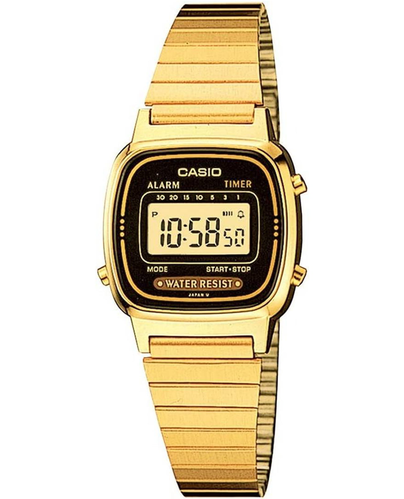 Casio Casio Collection LA670WGA-1DF (LA670WGA-1)  LA670WGA-1D кварцевые женские часы  циферблат, браслет нержавеющая сталь — вид спереди