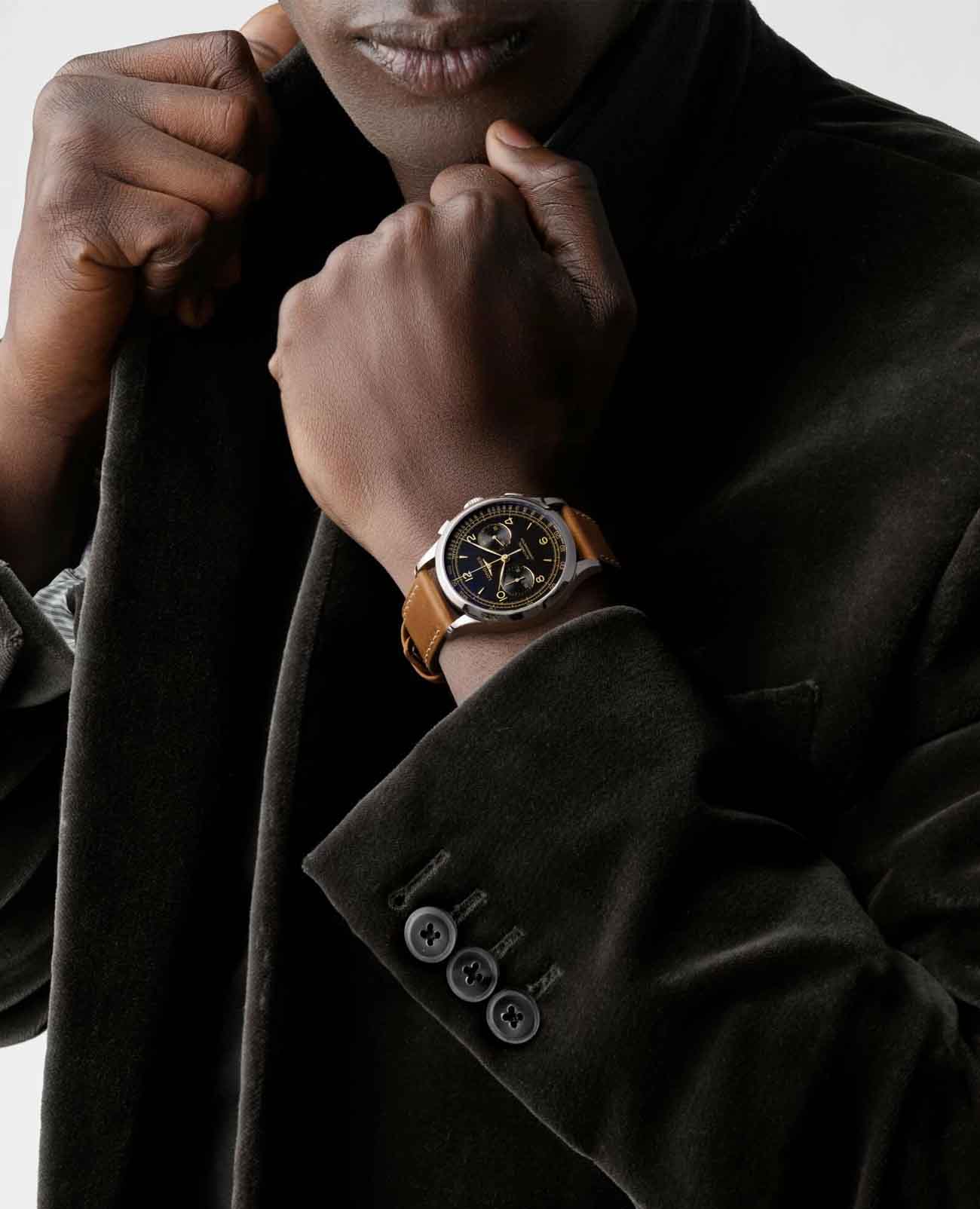 Longines Longines Record Collection L2.921.4.56.2 механические мужские часы часы крупный план черный циферблата