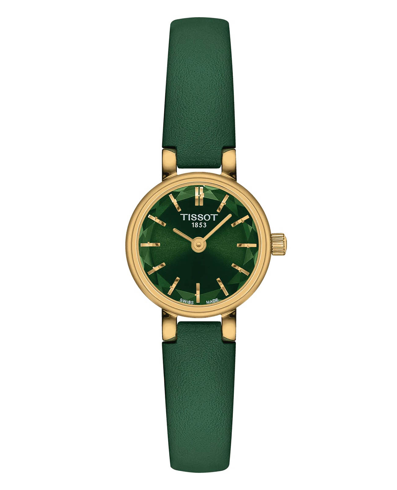 Tissot Tissot Lovely Round T140.009.36.091.00 Lovely T1400093609100 кварцевые женские часы зеленый циферблат, браслет кожаный — вид спереди