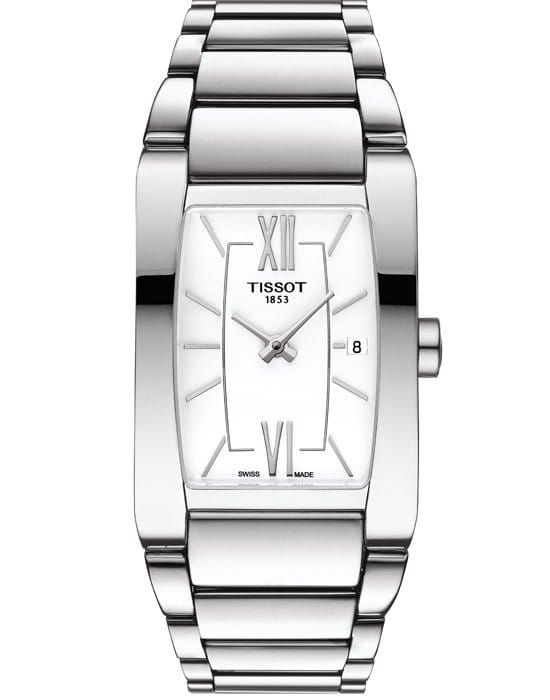 Tissot Tissot Generosi-T T105.309.11.018.00  T1053091101800 кварцевые женские часы белый циферблат, браслет  — вид спереди