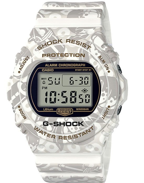 Casio Casio G-Shock DW-5700SLG-7DR  DW-5700SLG-7DR электронные мужские часы серый циферблат, браслет пластик — вид спереди
