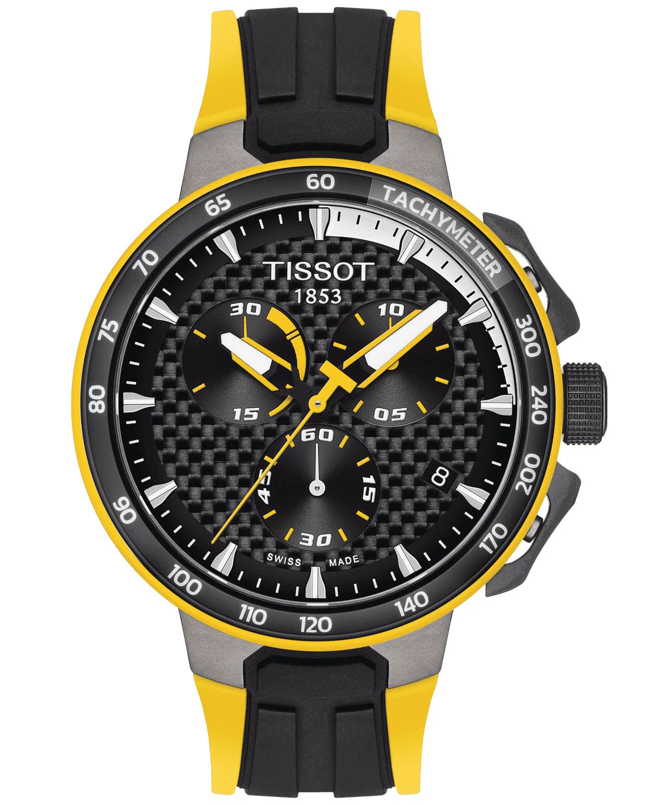 Tissot Tissot T-Race Cycling Tour De France 2020 T111.417.37.201.00 T Race Cycling T1114173720100 кварцевые мужские часы черный циферблат, браслет силикон — вид спереди