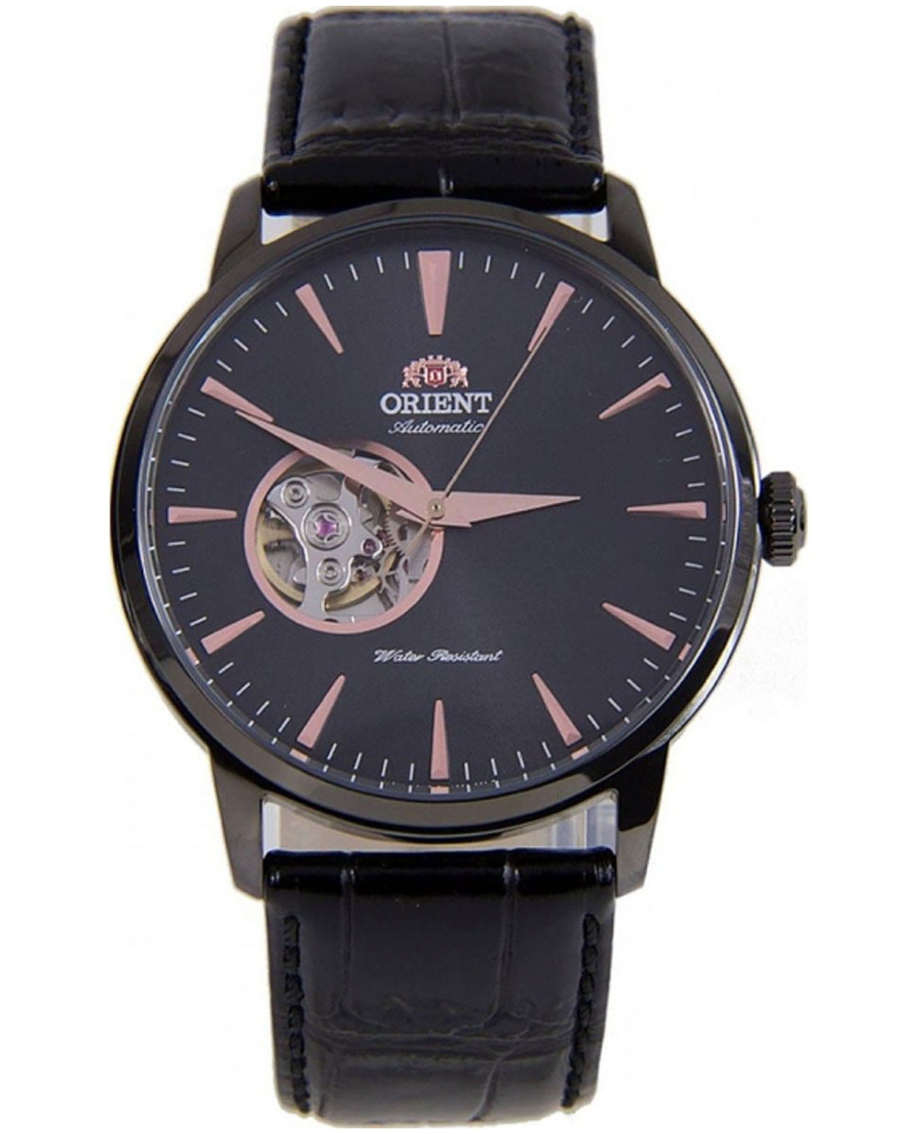 Orient Orient Automatic AG02001B  AG02001B механические мужские часы черный циферблат, браслет кожаный — вид спереди
