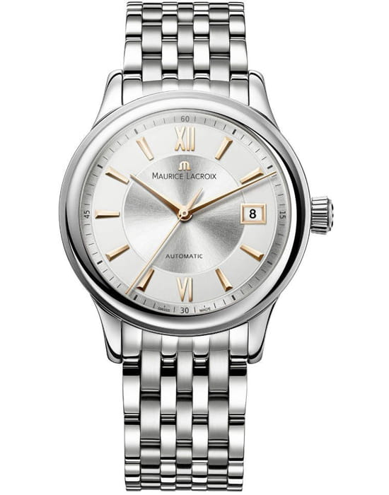 Maurice Lacroix Maurice Lacroix Les Classiques LC6027-SS002-111-1  LC6027-SS002-111-1 механические мужские часы серебристый циферблат, браслет нержавеющая сталь — вид спереди