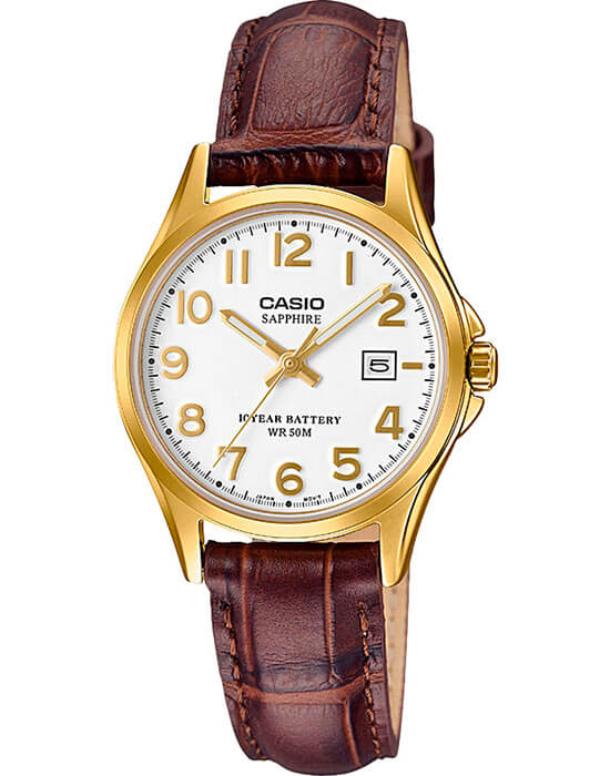 Casio Casio Collection LTS-100GL-7A  LTS-100GL-7AVEF кварцевые женские часы белый циферблат, браслет кожаный — вид спереди