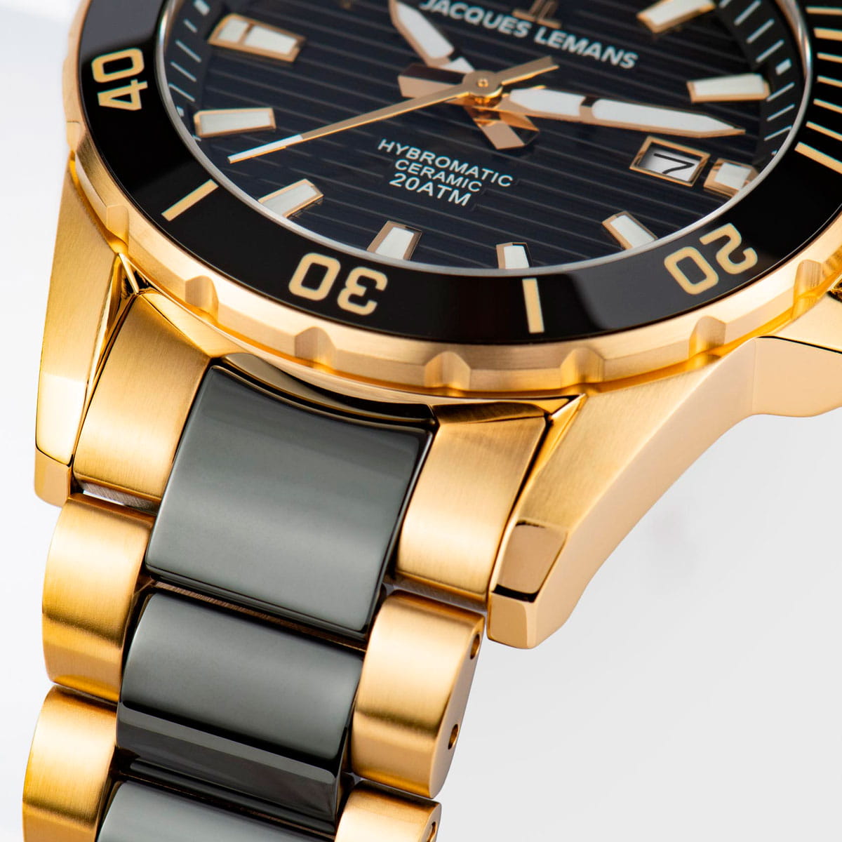 Jacques Lemans Jacques Lemans Hybromatic 1-2222D, hybromatic австрия мужские часы на браслете сталь + pvd + керамика боковой вид