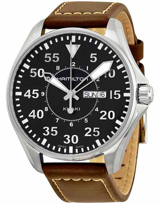 Hamilton Hamilton Khaki Aviation Pilot Day Date Quartz H64611535 , наручные мужские часы фото под углом
