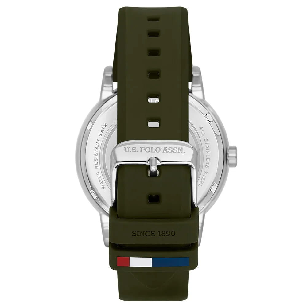 U.S. Polo Assn. U.S. Polo Assn. Crossing USPA1098-03,  сша мужские часы на браслете силикон боковой вид