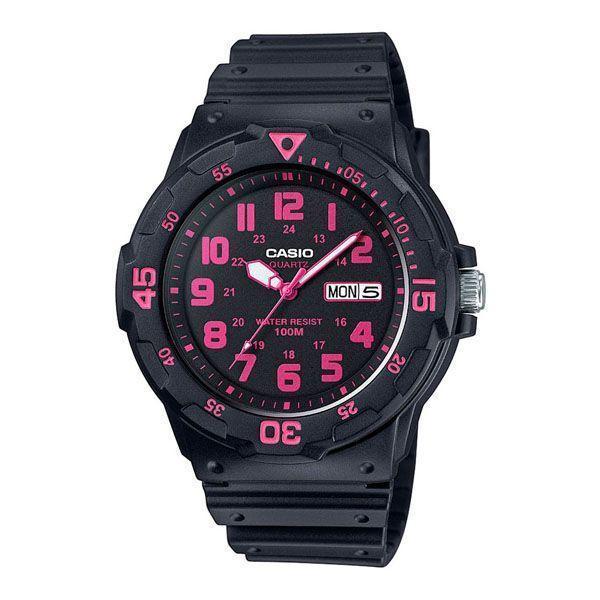 Casio Casio Illuminator MRW-200H-4C  MRW-200H-4C кварцевые мужские часы черный циферблат, браслет пластик — вид спереди
