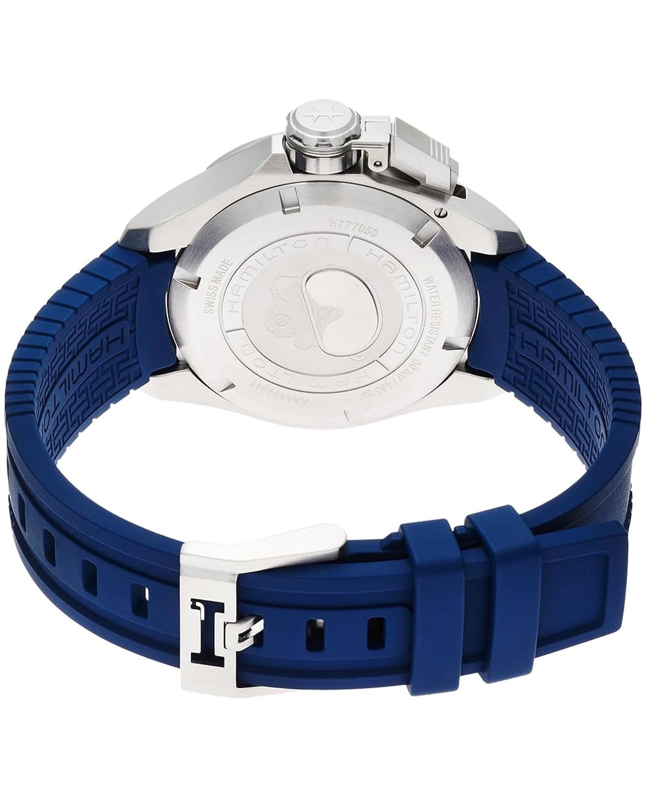 Hamilton Hamilton Khaki Navy Frogman Auto H77705345, khaki navy швейцария мужские часы на браслете каучук боковой вид