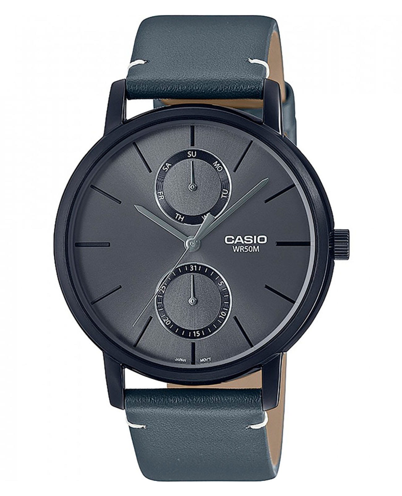 Casio Casio Collection MTP-B310BL-1A  MTP-B310BL-1A кварцевые мужские часы черный циферблат, браслет кожаный — вид спереди
