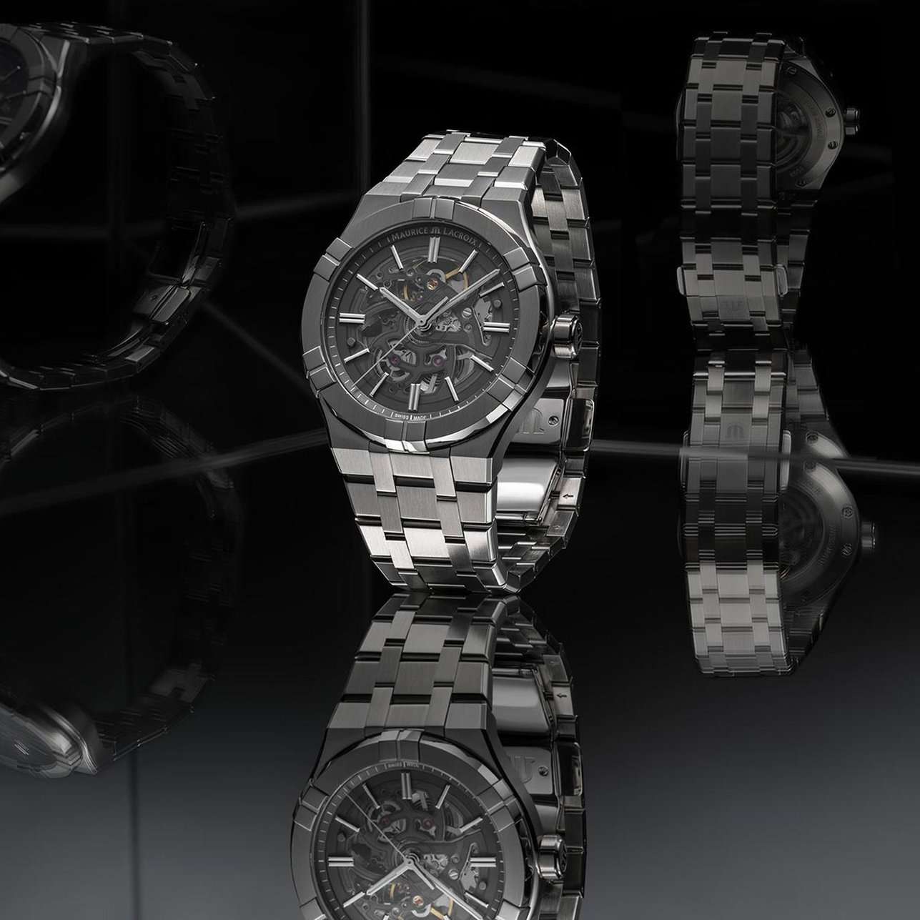 Maurice Lacroix Maurice Lacroix Aikon Automatic Skeleton AI6008-SS002-030-1  - задняя крышка сталь металл корпуса, швейцария часы