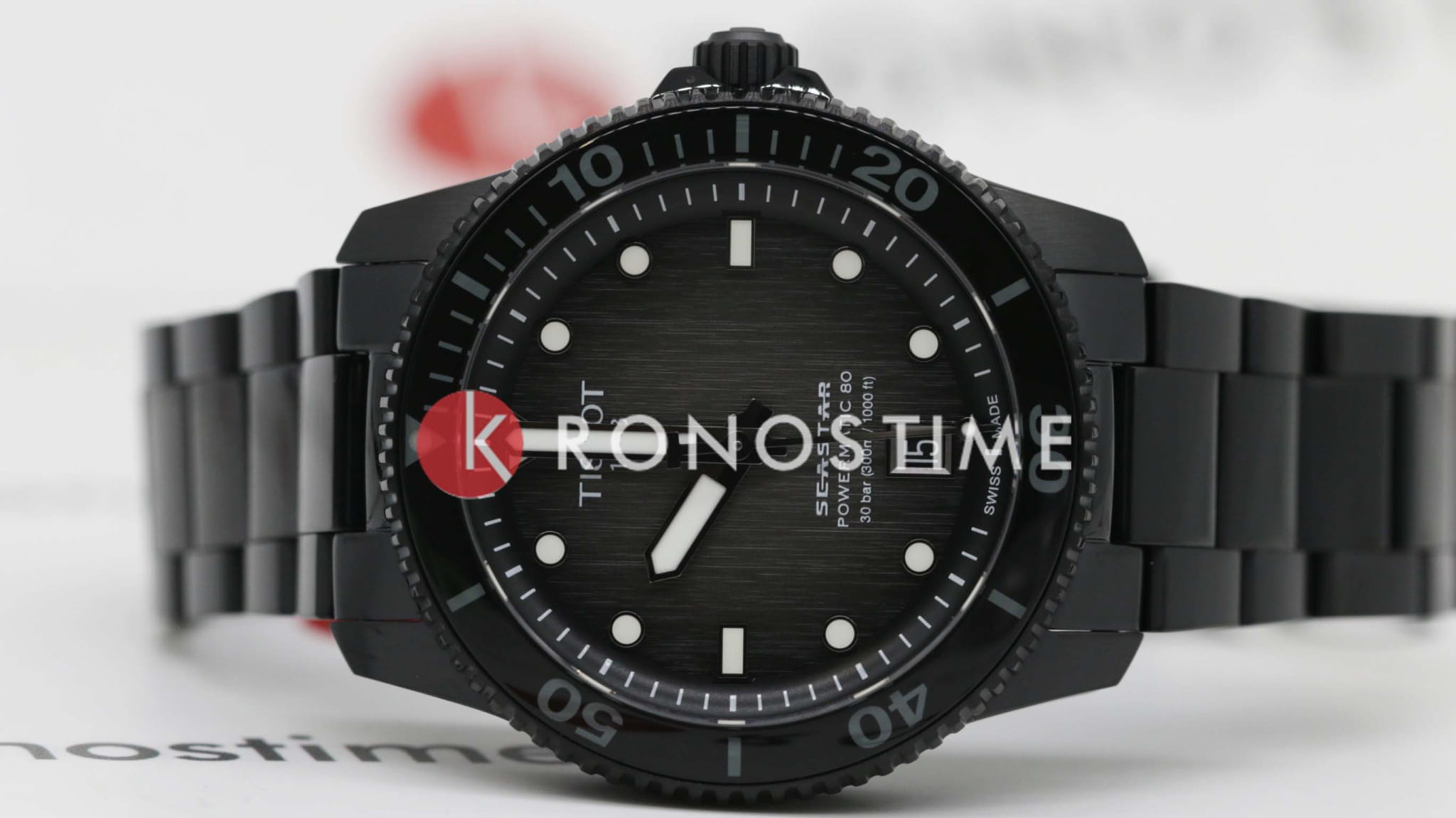 Tissot Tissot Seastar 1000 Powermatic 80 40mm T120.807.33.051.00 механические мужские часы часы крупный план черный циферблата