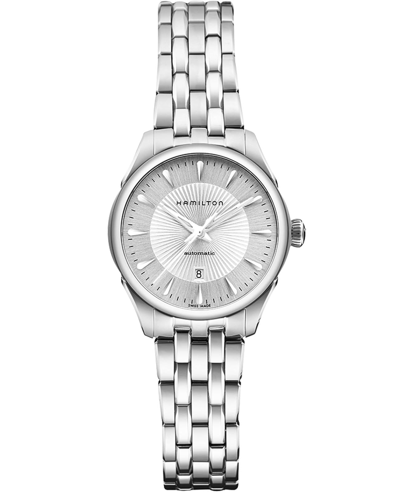 Hamilton Hamilton Jazzmaster Lady Auto H42215151  H42215151 механические женские часы белый циферблат, браслет нержавеющая сталь — вид спереди