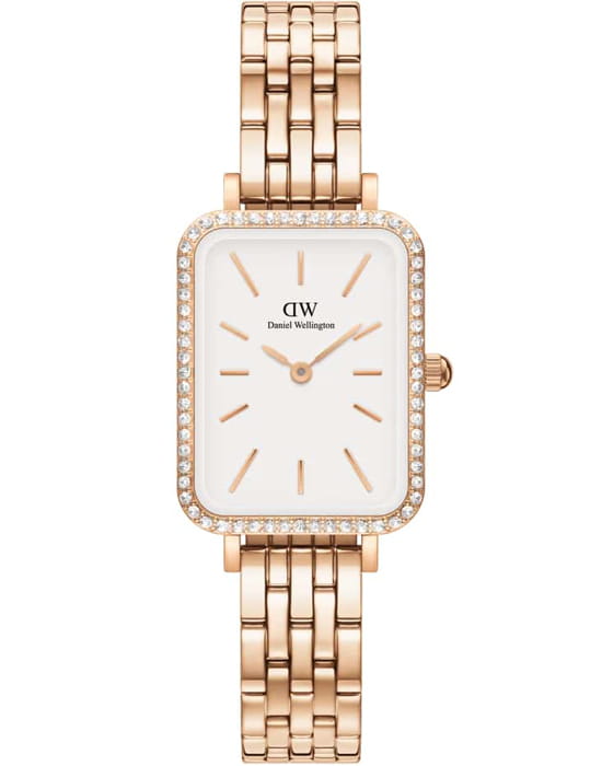 Daniel Wellington Daniel Wellington Quadro DW00100672  DW00100672 кварцевые женские часы белый циферблат, браслет нержавеющая сталь с pvd-покрытием — вид спереди